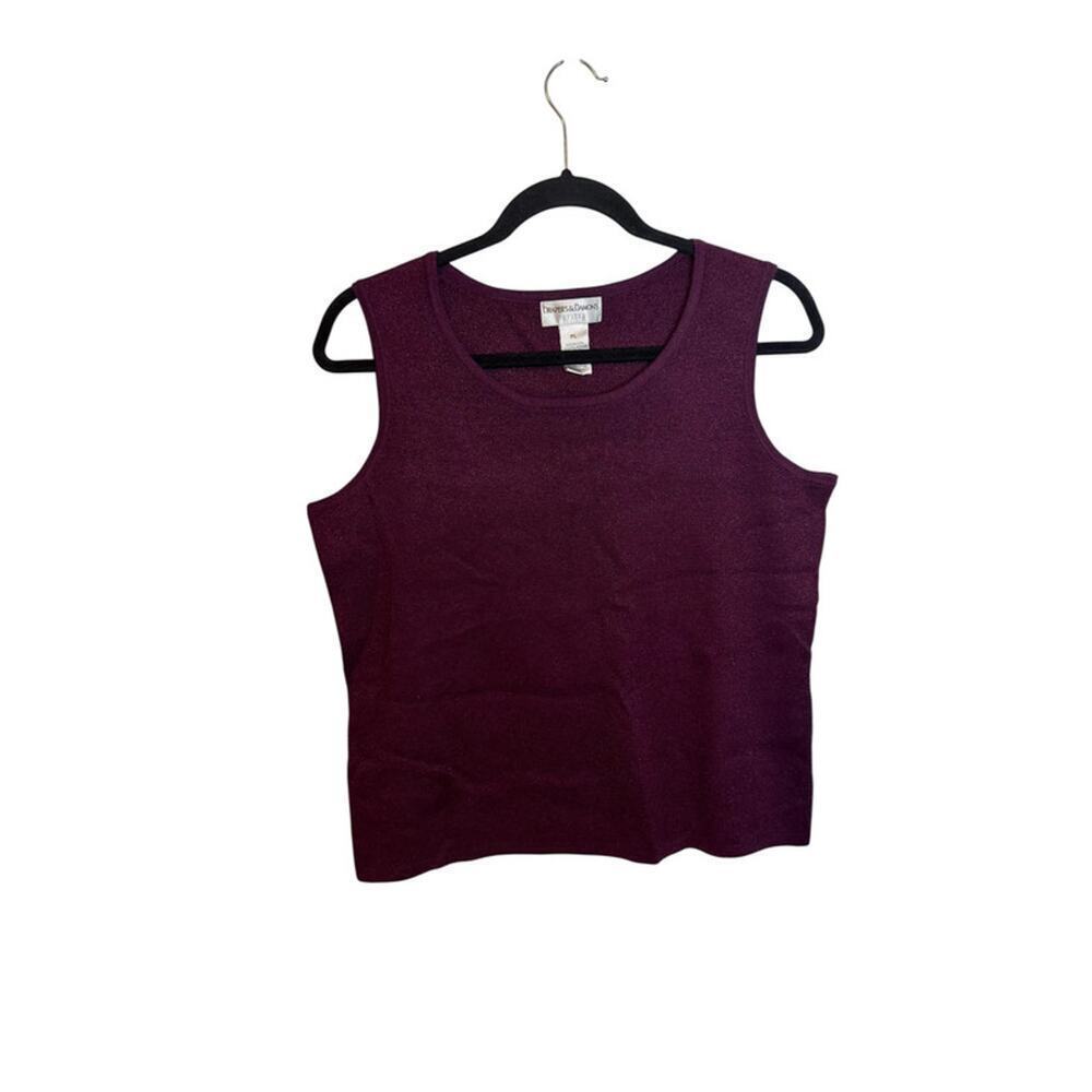 Drapers & Damon Metallic Eggplant Knit Shell Top